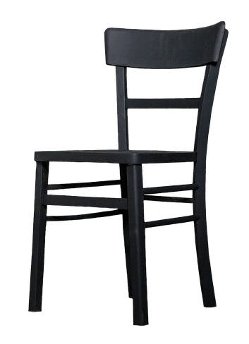 black modern dining chair without arms on white background