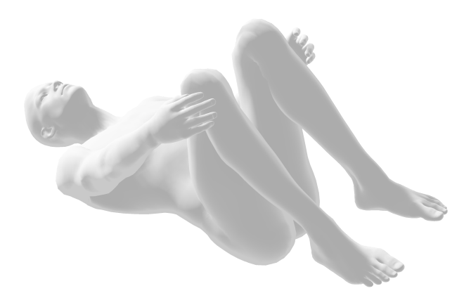 yoga pose, knees up (apanasana) nude human man figure