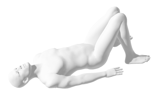 pyramid rest: man human figure on back, knees raise and together, feet flat